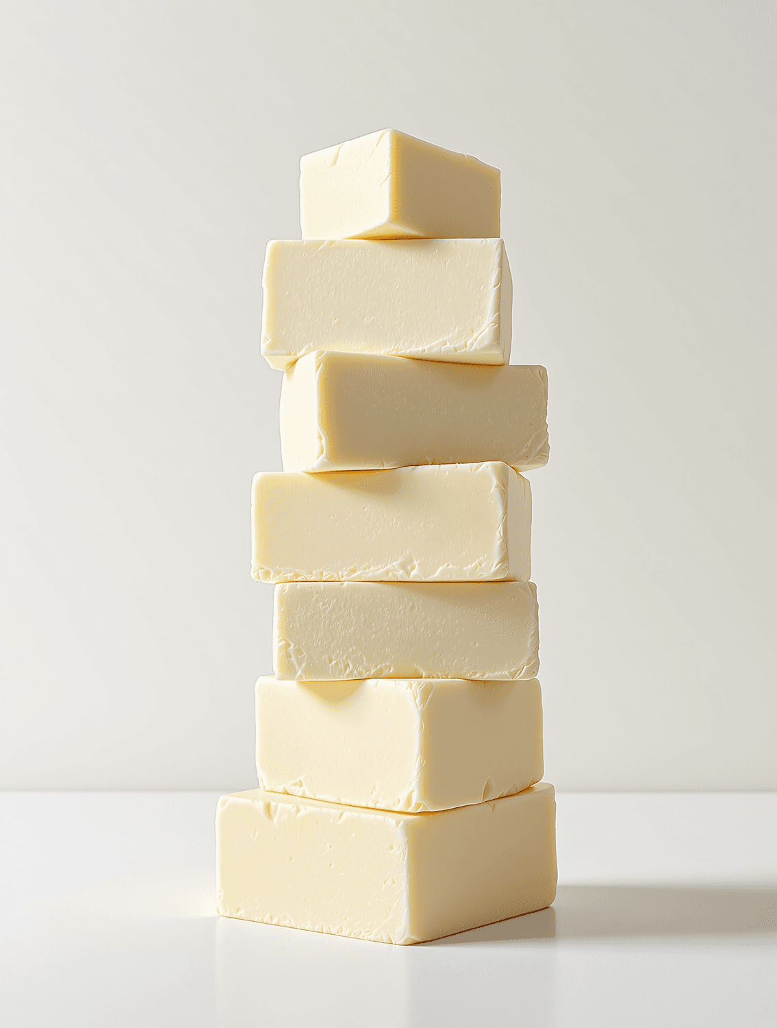 Stack of creamy farm butter blocks